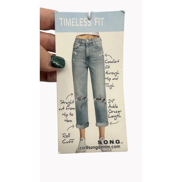 SONG Timeless Fit womens 3/26 Comfort Vintage Stretch Distressed Jeans New - Picture 2 of 12